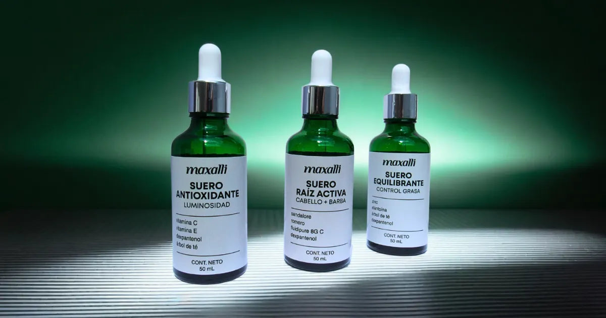 suero antioxidante, suero para crecimiento de barba y cabello, suero hidratante para piel grasa