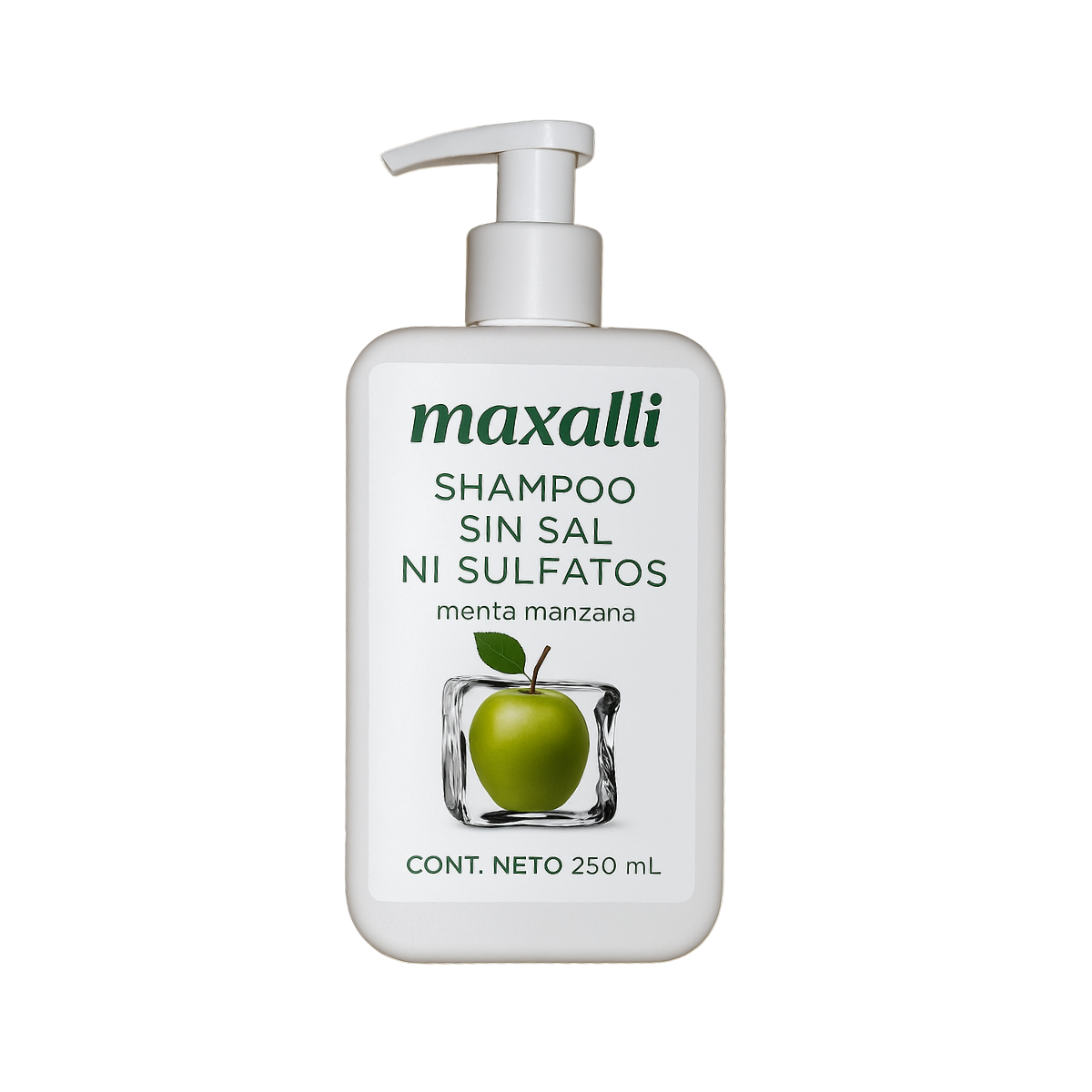Shampoo Sin Sal ni Sulfatos con Ácido Salicílico – Menta Manzana | Limpieza Profunda para Cuero Cabelludo Graso 250 mL
