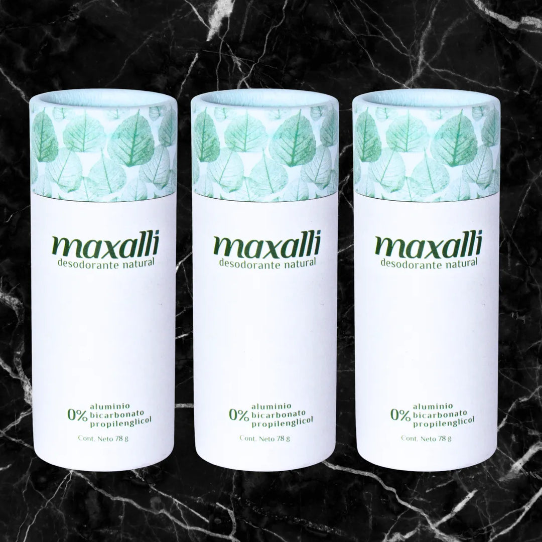 3 pack desodorante natural maxalli. Sin aluminio ni bicarbonato.