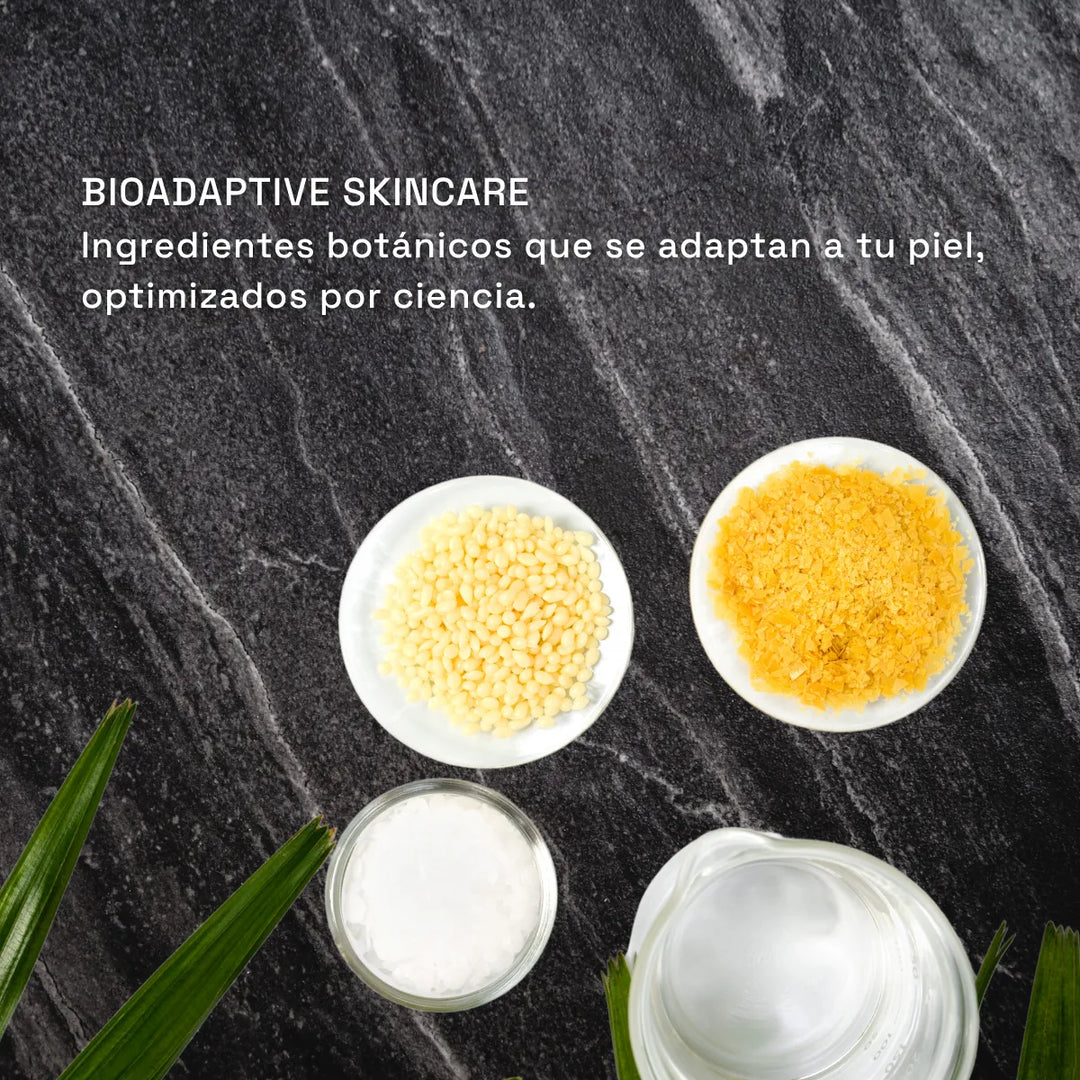 Cuidado de la piel bioadaptativo. Ingredientes botánicos que se adaptan a tu piel, optimizados por ciencia.