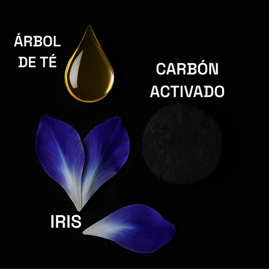 arbol de te, iris, carbon activado. showergel maxalli