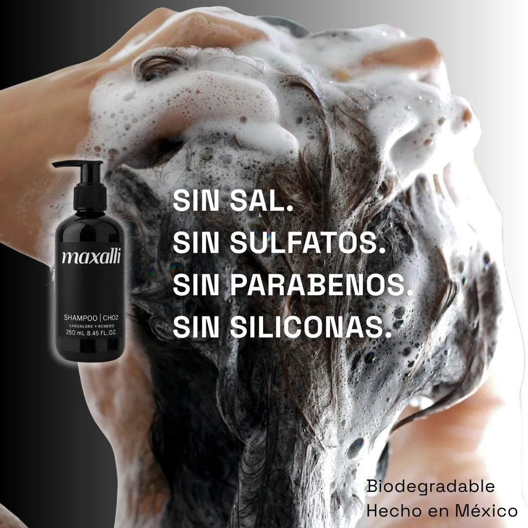 shampoo sin sal ni sulfatos. shampoo sin parabenos ni siliconas. maxalli