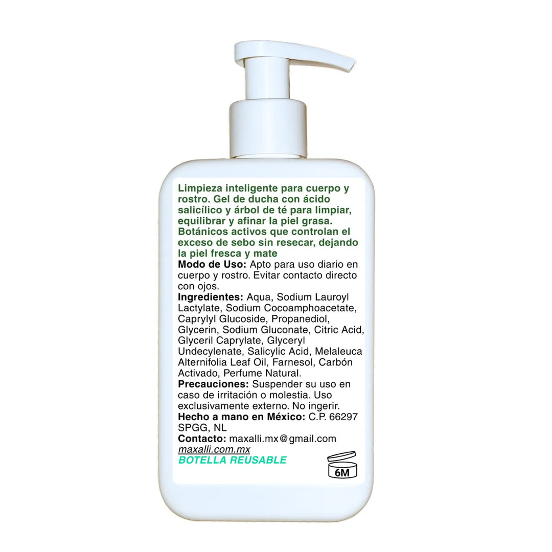 showergel natural unisex para piel grasa de maxalli