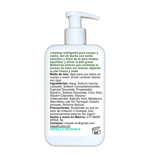 showergel natural unisex para piel grasa de maxalli