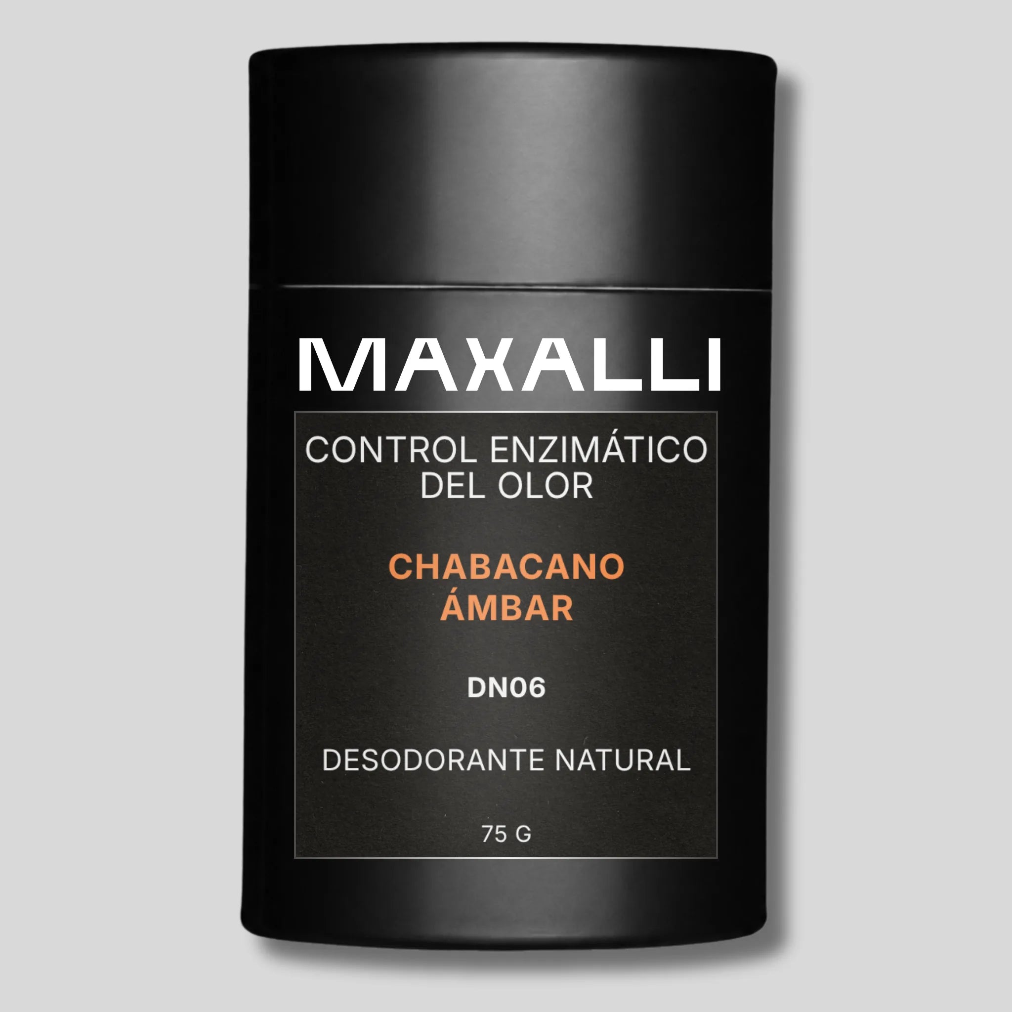 Desodorante natural Maxalli con aroma de chabacano, mango, ámbar y almizcle blanco.