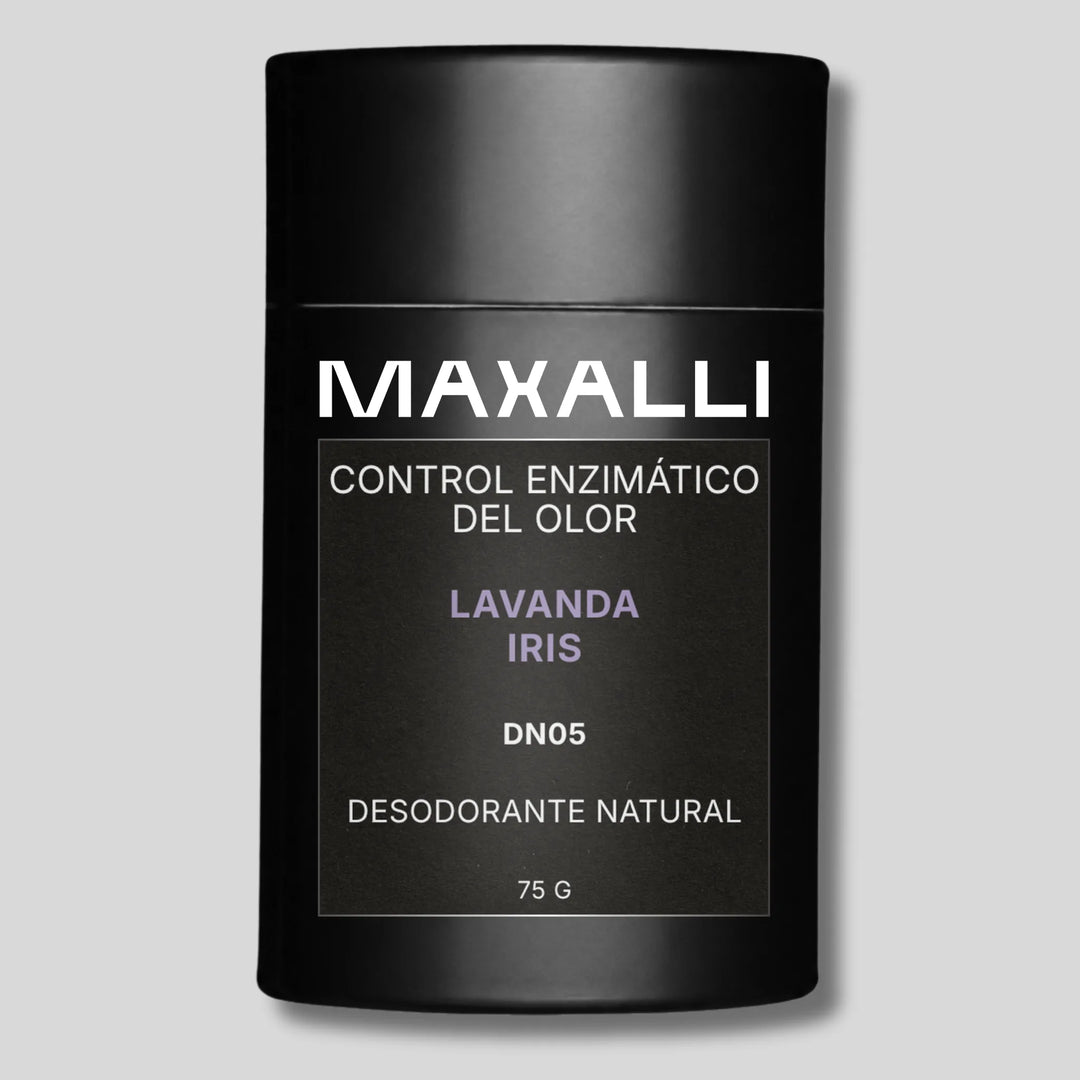 Desodorante natural Maxalli con aroma de lavanda, flor de iris y almizcle blanco.