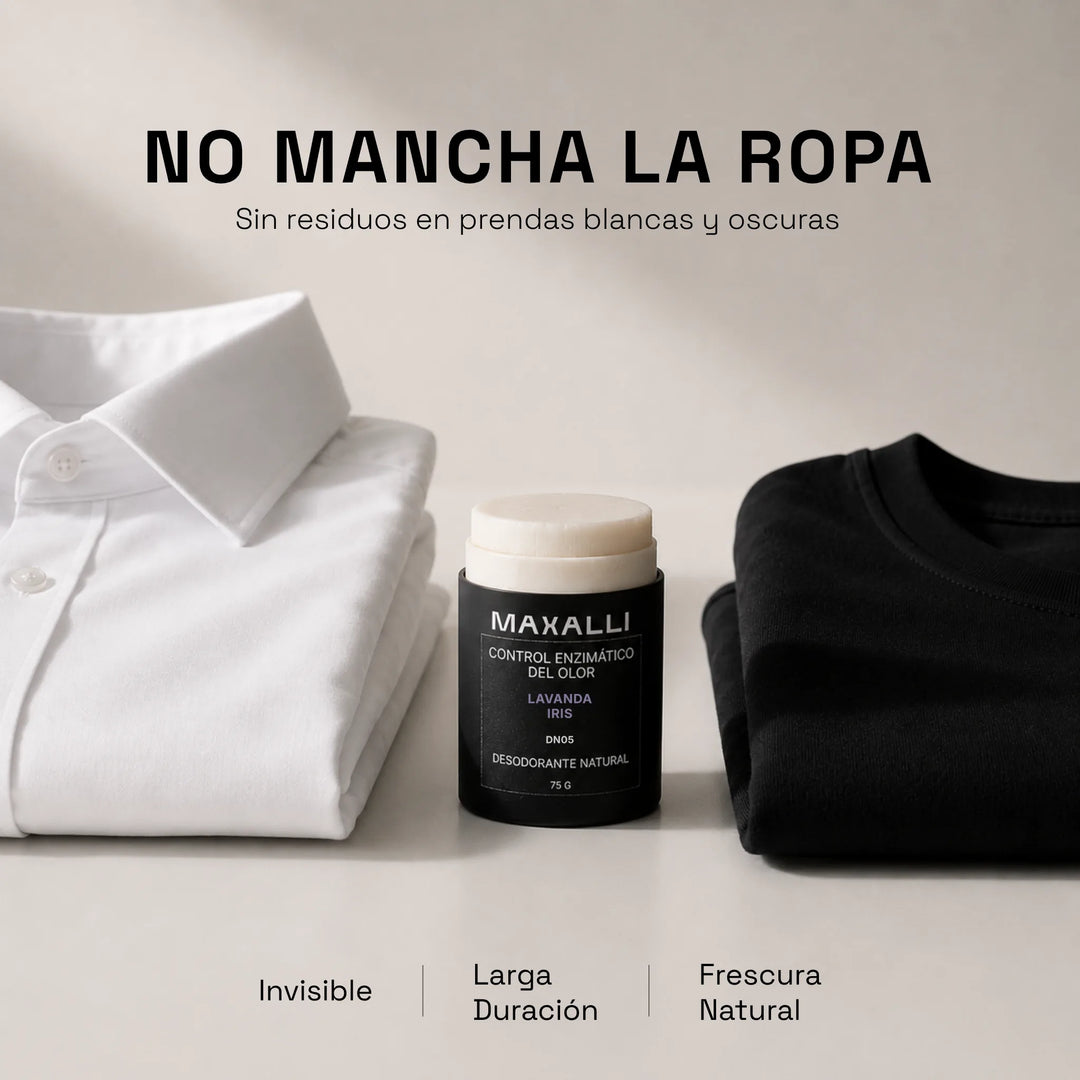 Desodorante que no mancha la ropa con aroma floral almizclado.