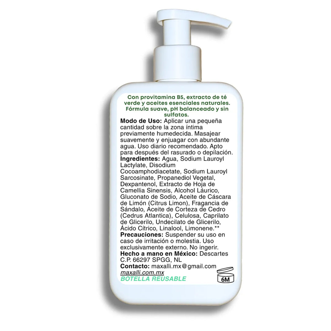 gel intimo masculino maxalli, con dexpantenol, sin sulfatos.
