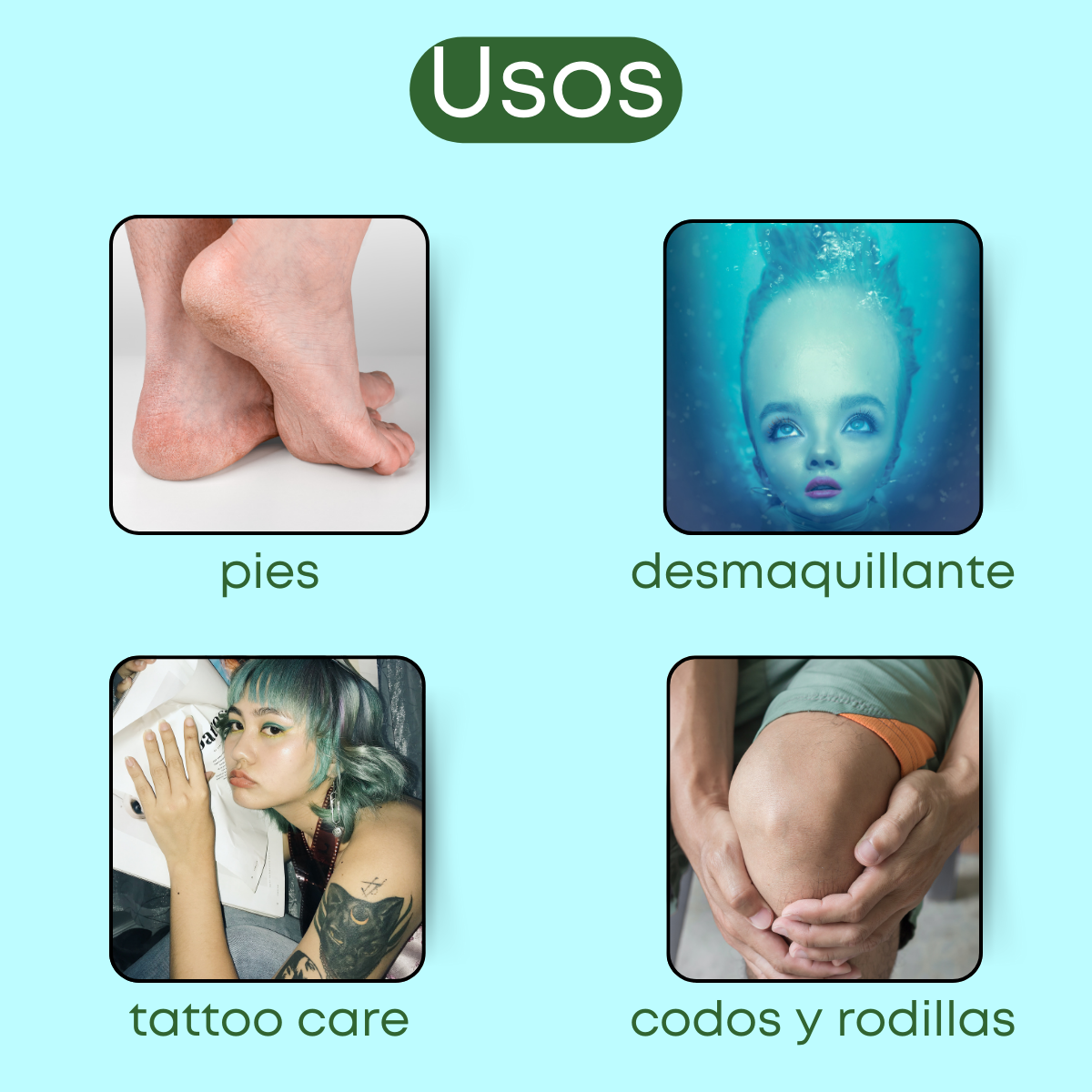 pies secos, desmaquillante natural, tattoo care, tatuajes piel, codos y rodillas