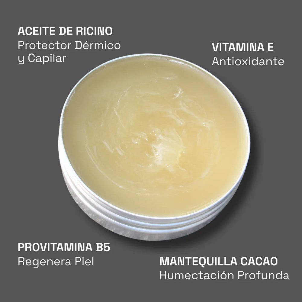 pomada natural con aceite de ricino, vitamina e, dexpantenol y manteca de cacao