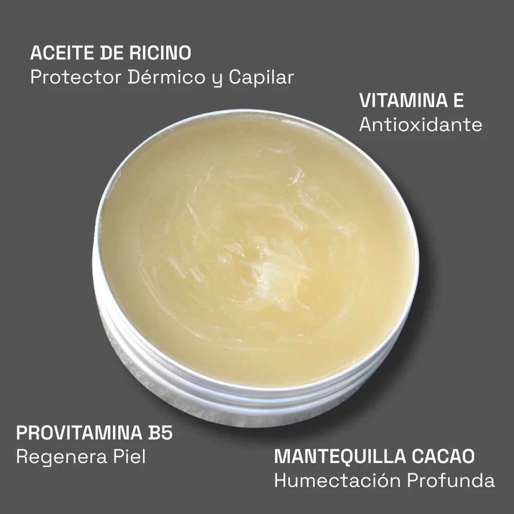 pomada natural con aceite de ricino, vitamina e, manteca de cacao y dexpantenol