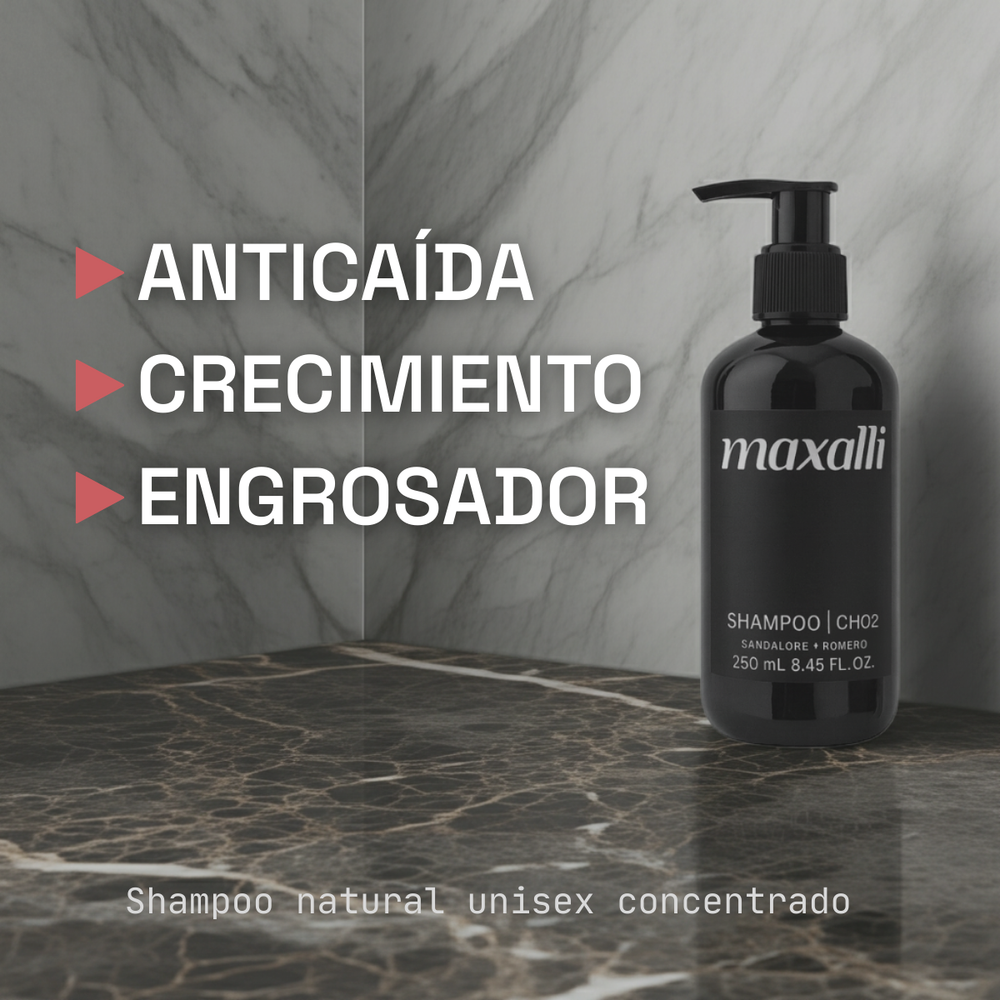 shampoo anticaida, crecimiento de pelo y engrosador. shampoo natural unisex concentrado.
