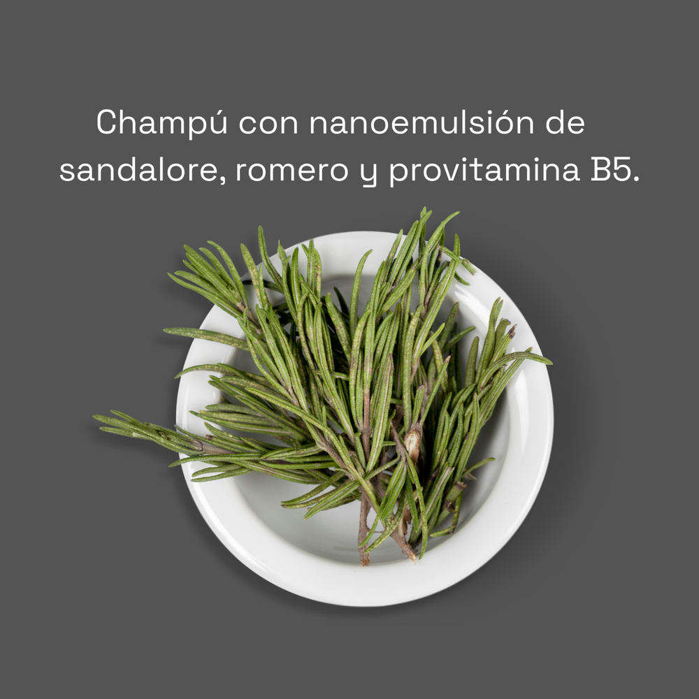 shampoo anticaida natural con sandalore, romero y dexpantenol