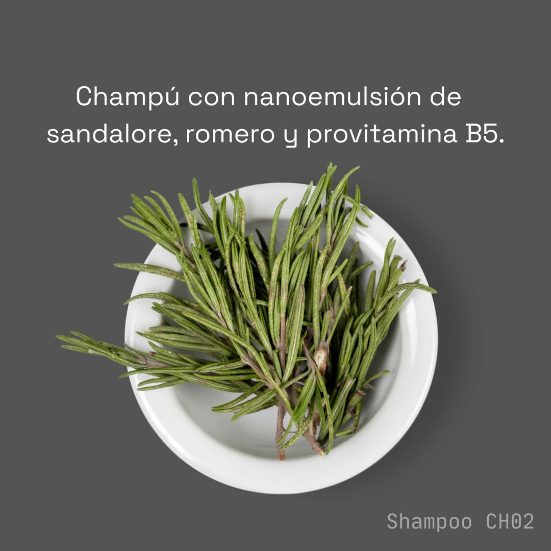 shampoo natural con sandalore, romero y dexpantenol