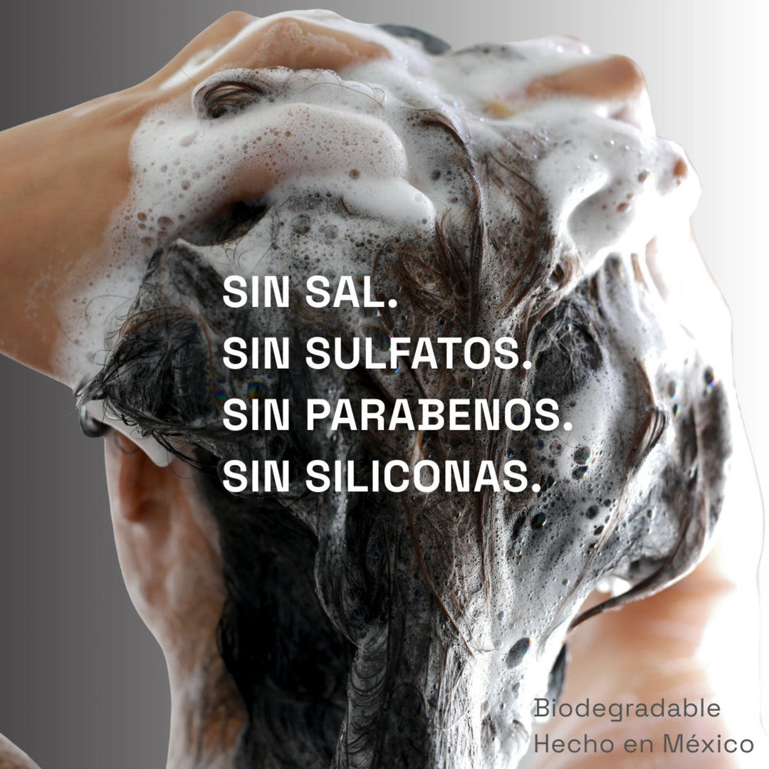 shampoo sin sal, sin sulfatos, sin parabenos, sin siliconas y sin proteinas.