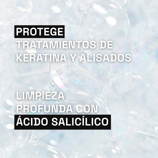shampoo que protege tratamientos de keratina y alisados. Limpieza profunda con acido salicilico.