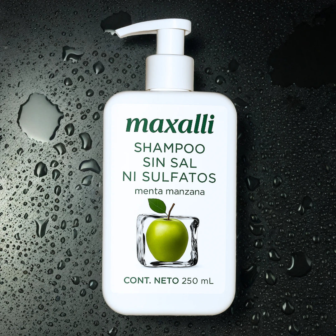 Shampoo sin sal ni sulfatos con aroma de menta manzana. Maxalli