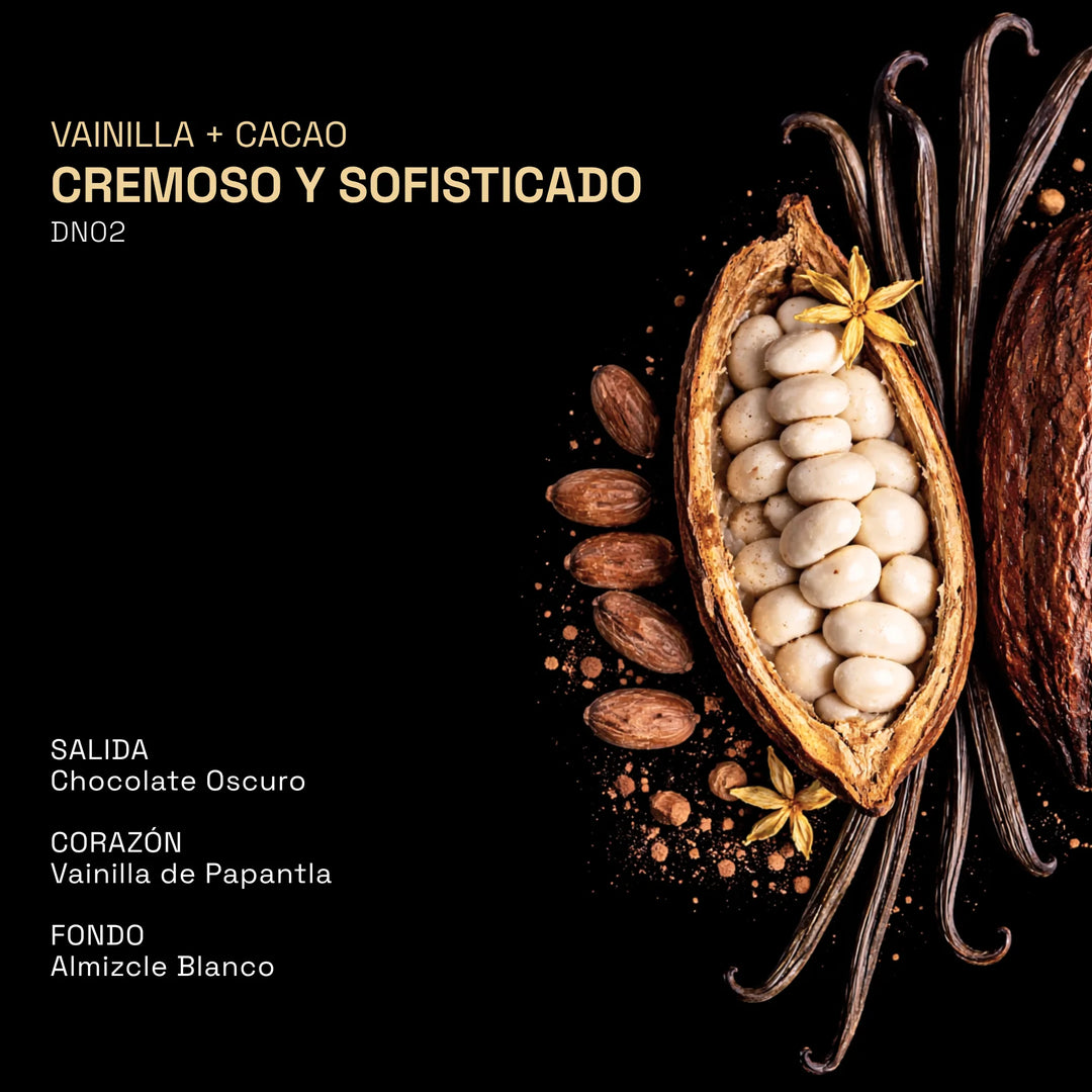Desodorante con aroma de vainilla mexicana, chocolate oscuro y almizcle blanco